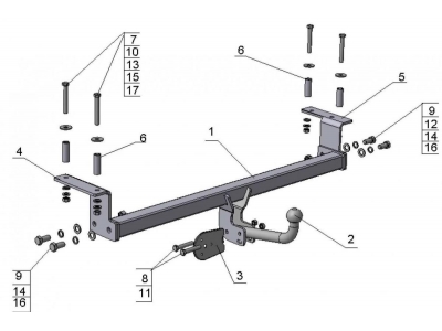 Фаркоп Avtos для Nissan Qashqai/Nissan Qashqai +2 2007-2014